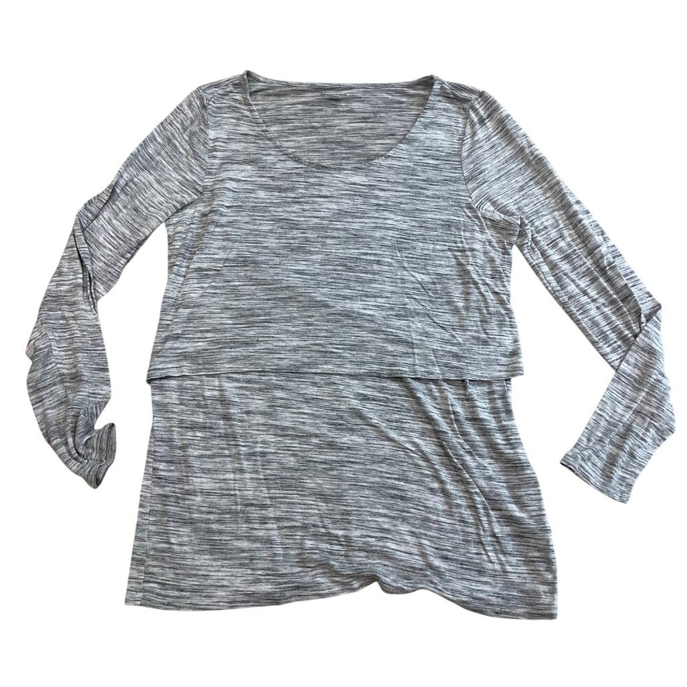 Motherhood Maternity Nursing Top Women's Size‎ Large Heathered Gray Long Sleeves